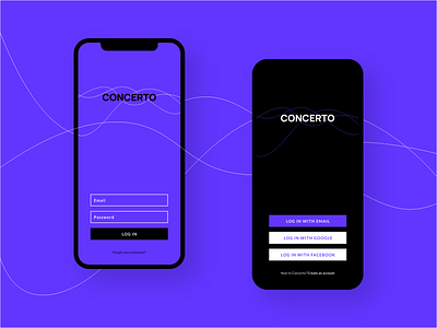 Concerto - Login screens