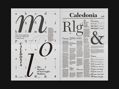 Specimen Design, Caledonia design poster print typogaphy