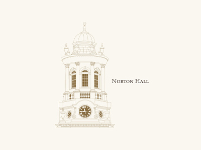 Norton Hall clock clocktower illustration southern seminary tower vector