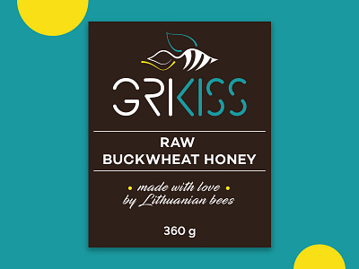 Label for Grikiss buckwheat honey bee brand branding honey identity label label design lithuania logo logo design logotype package vector