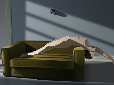Digital Illustration / The Skin I Live in body gradient illustration lithuania movie photoshop realistic scene shadows sofa texture woman