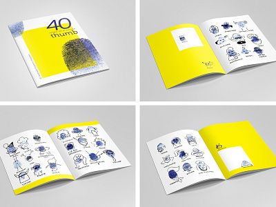 40 fingerprint characters in one zine book bright brochure brochure layout character drawing fingerprint graphic design handmade illustration thumb zine