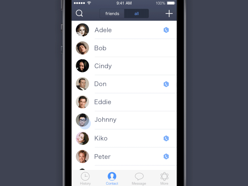 V2 animation app call chat gif im interaction ios iphone ui