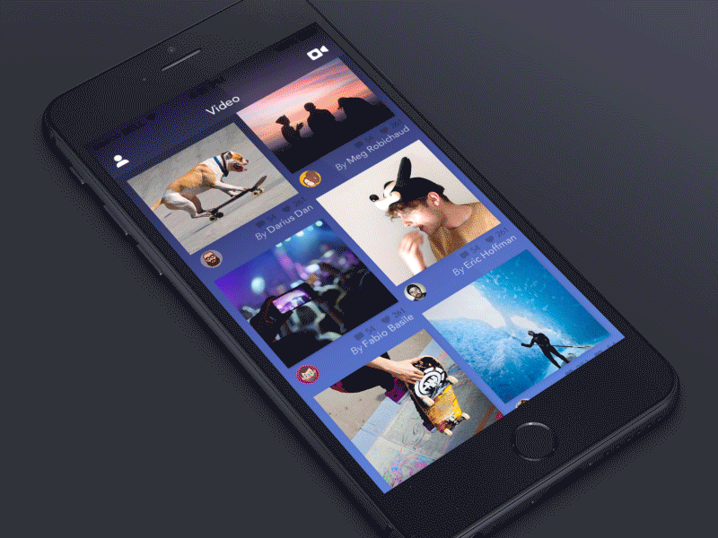 Video App animation blue gif ios iphone6 pink ui video