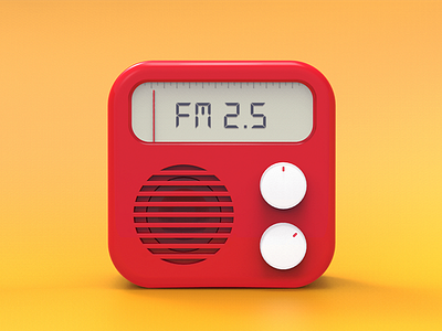 qingting Fm 3d fm icon qingting radio red rendering