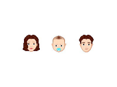 Family baby dad face family infant mom pixel set