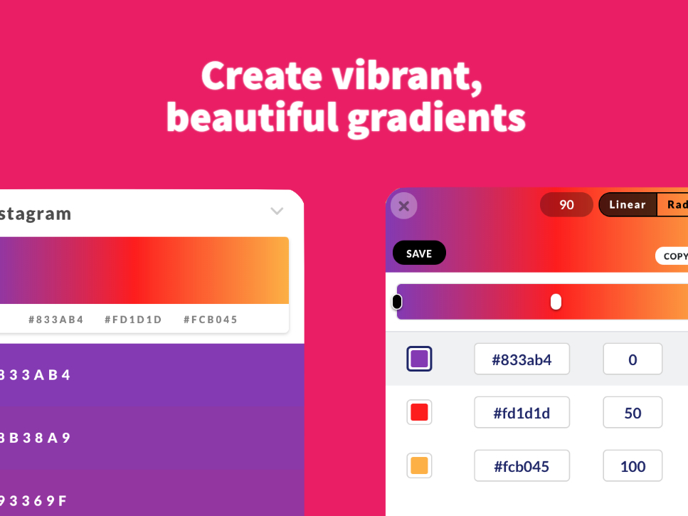 Save colors. Градиент Инстаграм код. Градиент инстаграма в коде. Instagram gradient CSS. Как создать градиент инстаграмма.