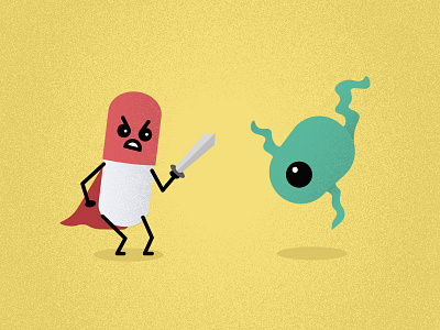 Antibiotic vs Super Bug 1 animation cartoon character fight graphic illustration monster motion pill