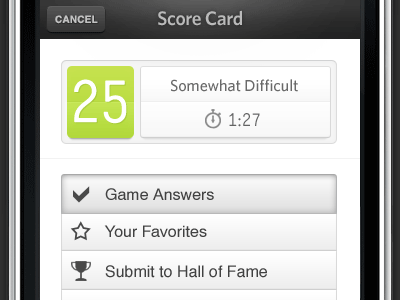 Font Game Score Card