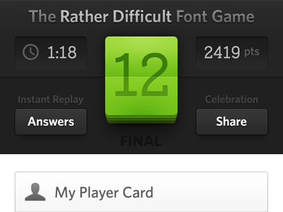 The Font Game 3 Score Card app font game interface ios iphone ui user interface