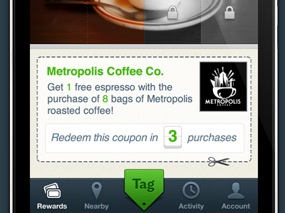 Tagtile app coupon interface ios iphone ui user interface