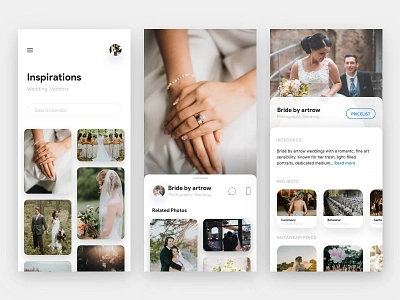 Wedding Vendor App app dribbble shot ui ux vendor wedding weddingapp