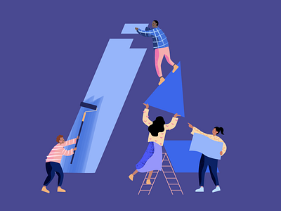 A is for Awesomeness animation awesome branding building character collaboration construction design digital art digital illustration flat illustration logo people teamwork ui vector