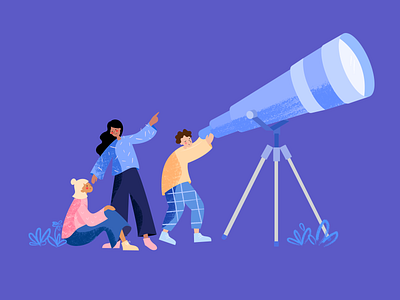 Searching for stars branding characters collaboration design empty state flat illustration metaphor people search search empty state teamwork telescope ui ux vector