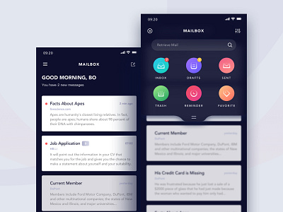 Inbox app dashboard e mail inbox interface mailbox message notification web