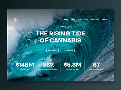 Cannabis Website Design | High Tide blog branding canada cannabis homepage investors landing page landingpage metrics ocean stats typography web website weed