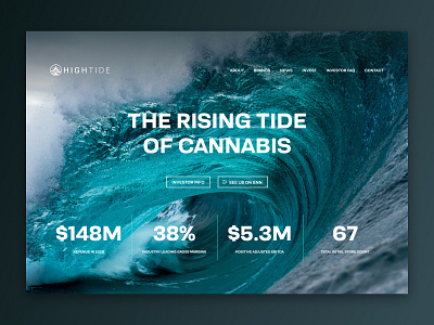 Cannabis Website Design | High Tide blog branding canada cannabis homepage investors landing page landingpage metrics ocean stats typography web website weed