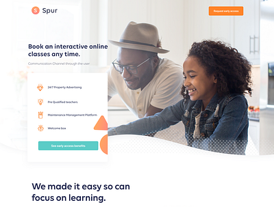 Spur - Online teaching platform app clean dashboard design landing page minimal mobile typography user research web web design