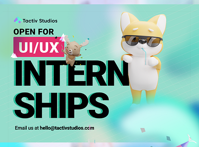 Tactiv Studios is looking for UI/UX interns! branding clean design graphic design hiring illustration poster typography ui ux web design