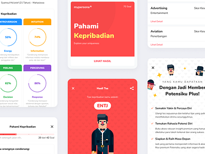 Potensiku - Personality Test app app design branding design icon illustration layout mobile personality app typography ui uiux user interface ux vector