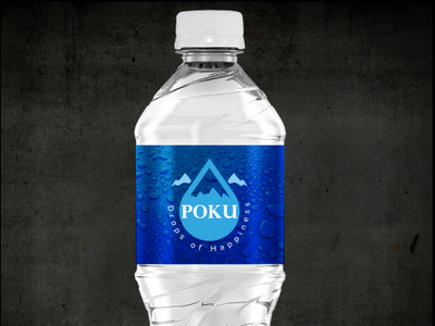 Poku Water Bottle bottle lable logo mineral water package mockup packagedesign