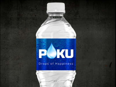 Poku Water Bottle lable logo miniral water package design package mockup