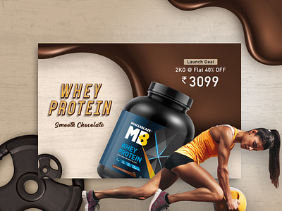Whey Protein | Flavour Launch art banner bodybuilding branding campaign creative design facebook launch logo marketing paid ad post poster protein smooth chocolate social