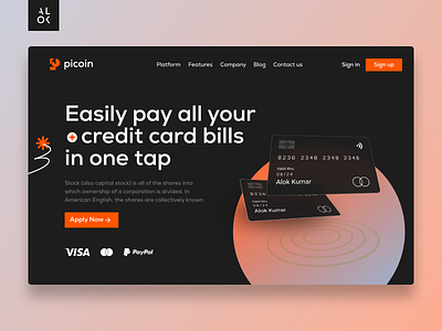Picoin - Credit Card Website |  Web Design