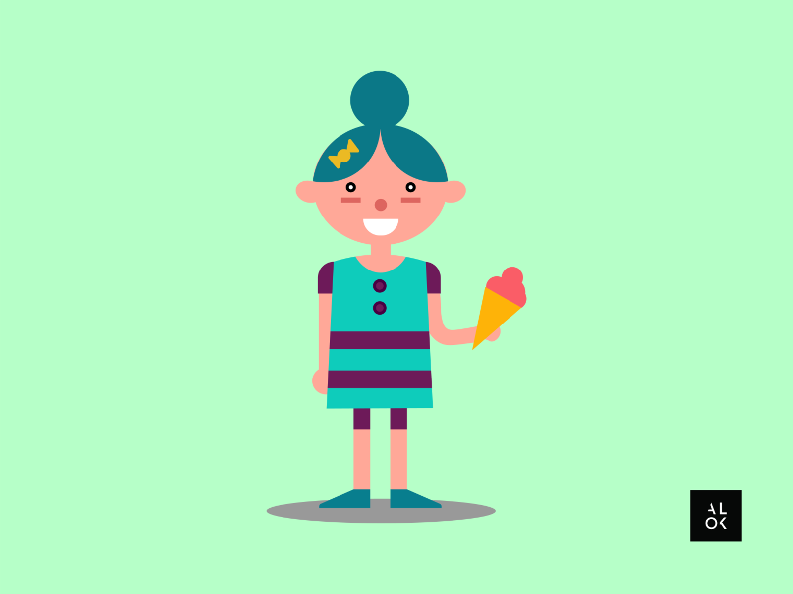 Girl With IceCream | Character Design Illustration by ALOK on Dribbble