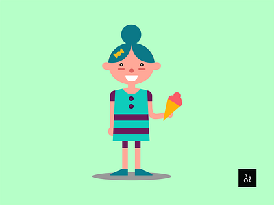 Girl With IceCream | Character Design Illustration alok cartoon cartoon character cartoon design character design design designer dribbble girl girl character girl illustration girl with icecream ice cream icecream illustration modern art poster vector
