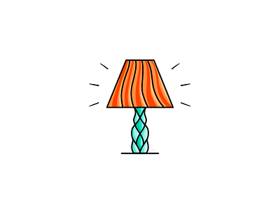 Funky lamp artwork bright flat flat icon funky geometric icon illustration lamp line art line work monoline night lamp orange outline procreate psychedelic shapes table lamp vector