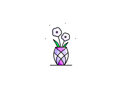 Purple peony 🌸 artwork cute flat flat icon floral flower flower vase flowers geometric graphic icon illustration line art line work monoline outline plant procreate shapes vector