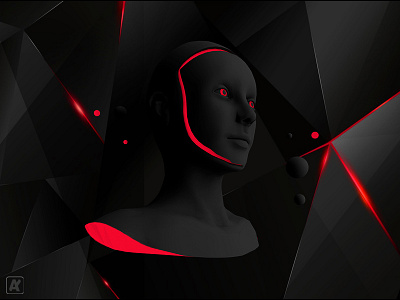 Girl in Black 3d abstract adobe animal black black girl cinema4d creative design dribbble girl image muzli red red eye woman