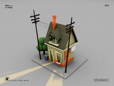 Low poly House 3d 3dmodel 3dmodeling abstract abstract art adobe autodeskmaya cinema4d creative design dribbble gif hello dribbble hello dribble house illustration image lighting muzli typography