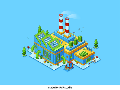 Factory 2d art branding creative design drawing fineart illustration isometric vector