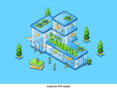 Green Campus 1 2d art creative drawing illustration isometric vector