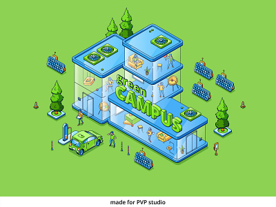 Green Campus 2 2d art creative design drawing illustration isometric logo ui vector