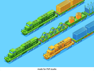 Trains 2d art creative design drawing illustration isometric vector