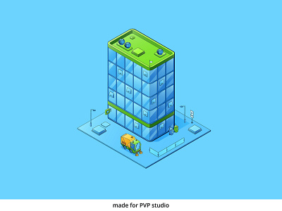 Isometric office building 2d art creative design drawing illustration isometric vector