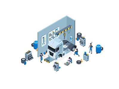 Truck Maintenance 2d art creative design drawing graphic design illustration isometric vector