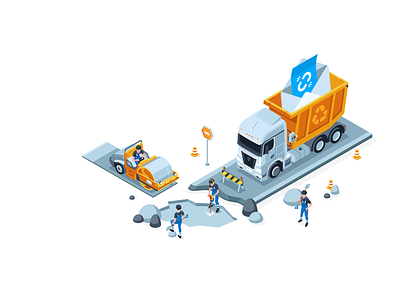 Road Repair 2d art creative design drawing illustration isometric ui vector