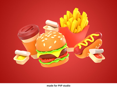 Fast food 3d art creative design drawing graphic design illustration logo