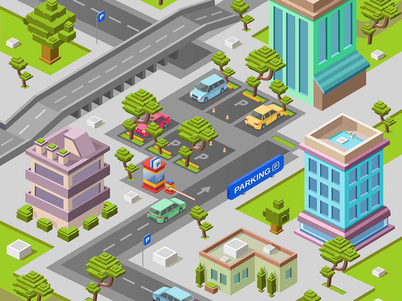 Isometric Town by Pavel Korkunov on Dribbble