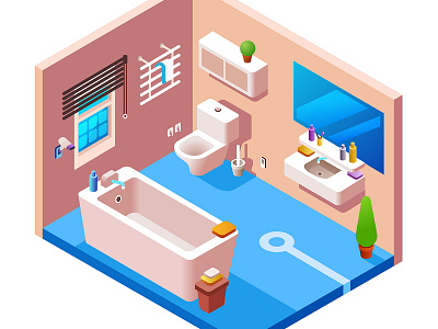 bathroom 2d art creative drawing fineart illustration isometric vector