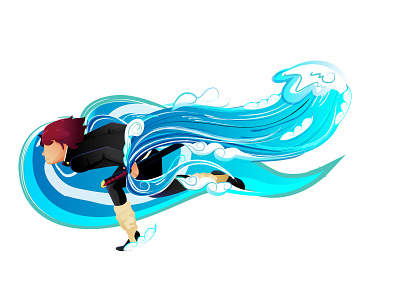 Breath Of Water design flat illustration japanese art vector