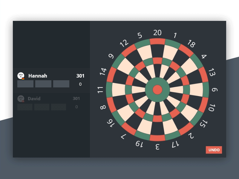 User Interface for darts scorer 180 adobe xd animation app auto animate dark theme dartboard dartboard.io darts ui user interface xd