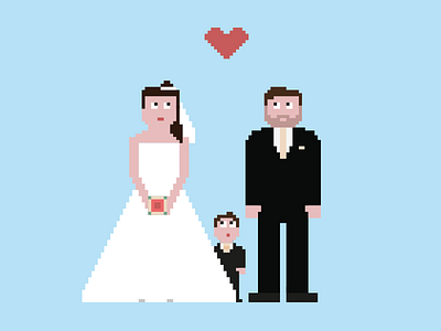 pixel wedding card