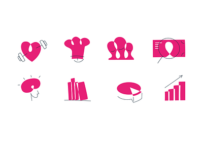Vacuum icons set branding flat icons illustration pink set