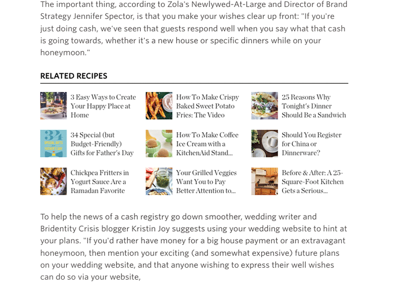 More editorial look and feel for The Kitchn startuppy things kpi analytics ux design product editorial