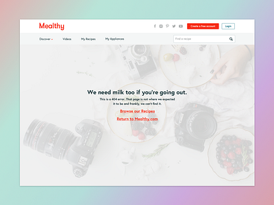 Mealthy 404 dailyui8 design food health product recipes